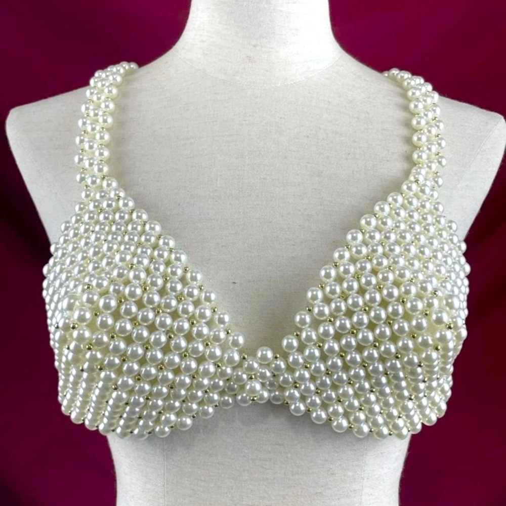 Faux Pearl Beaded Bra top